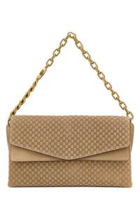 Gucci Women Beige Suede Large Shoulder Bag