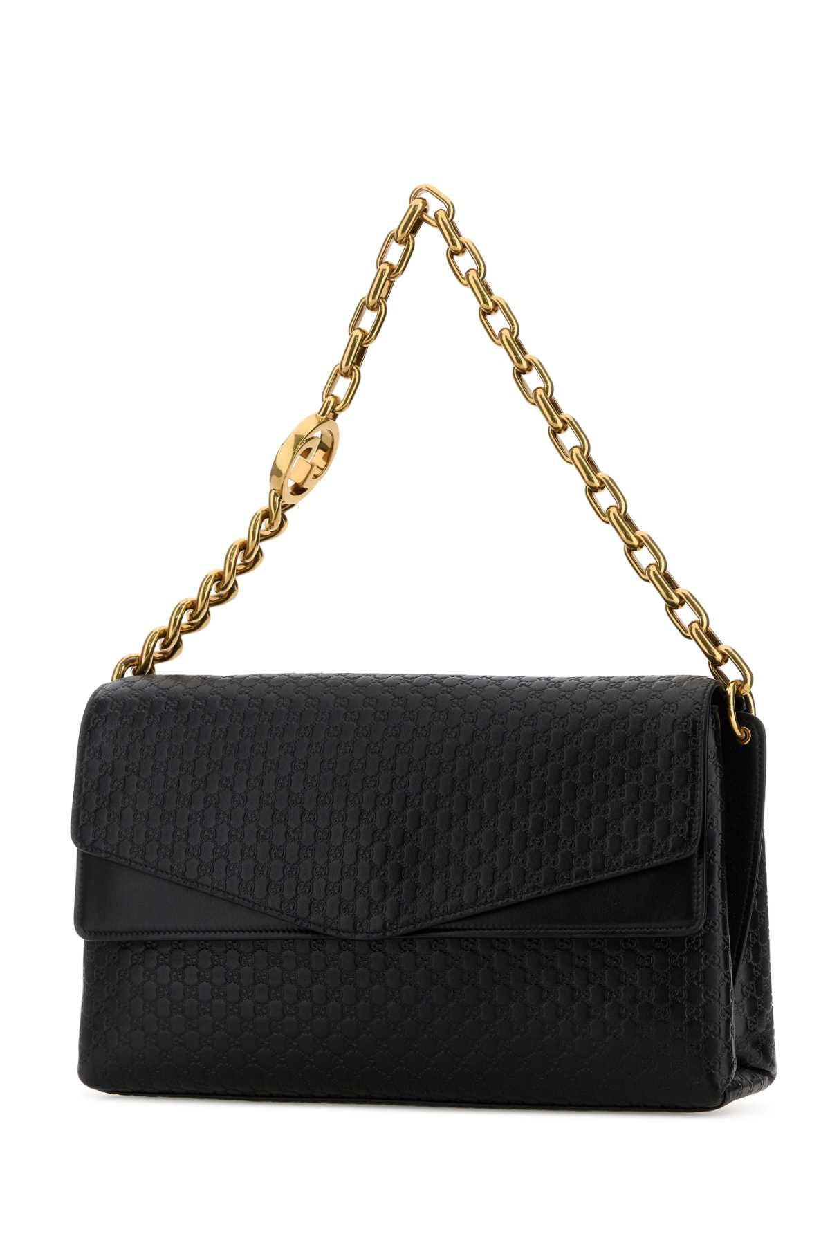 Gucci Women Black Leather Large Shoulder Bag