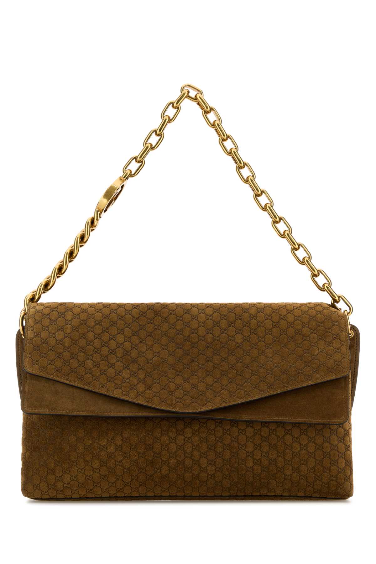 Gucci Women Camel Suede Large Shoulder Bag