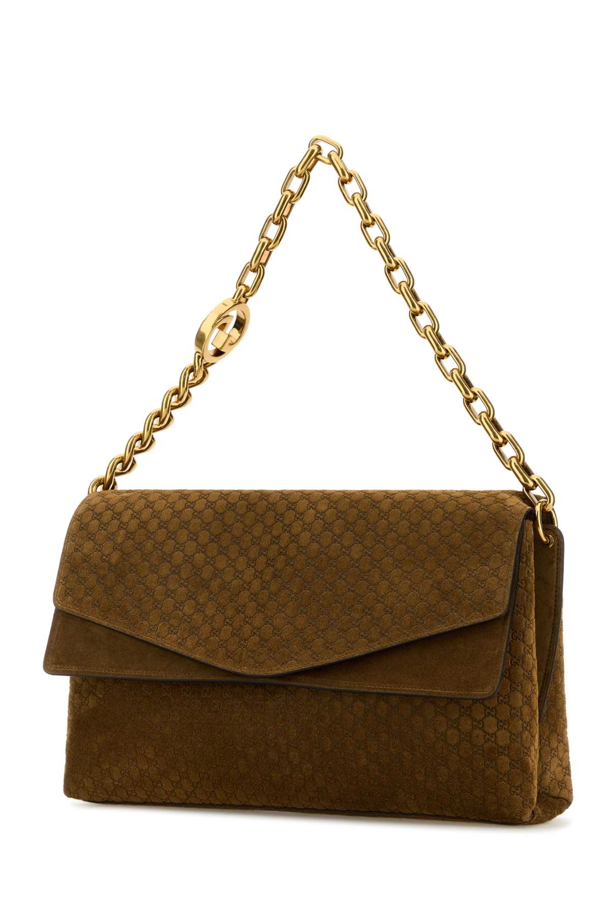 Gucci Women Camel Suede Large Shoulder Bag