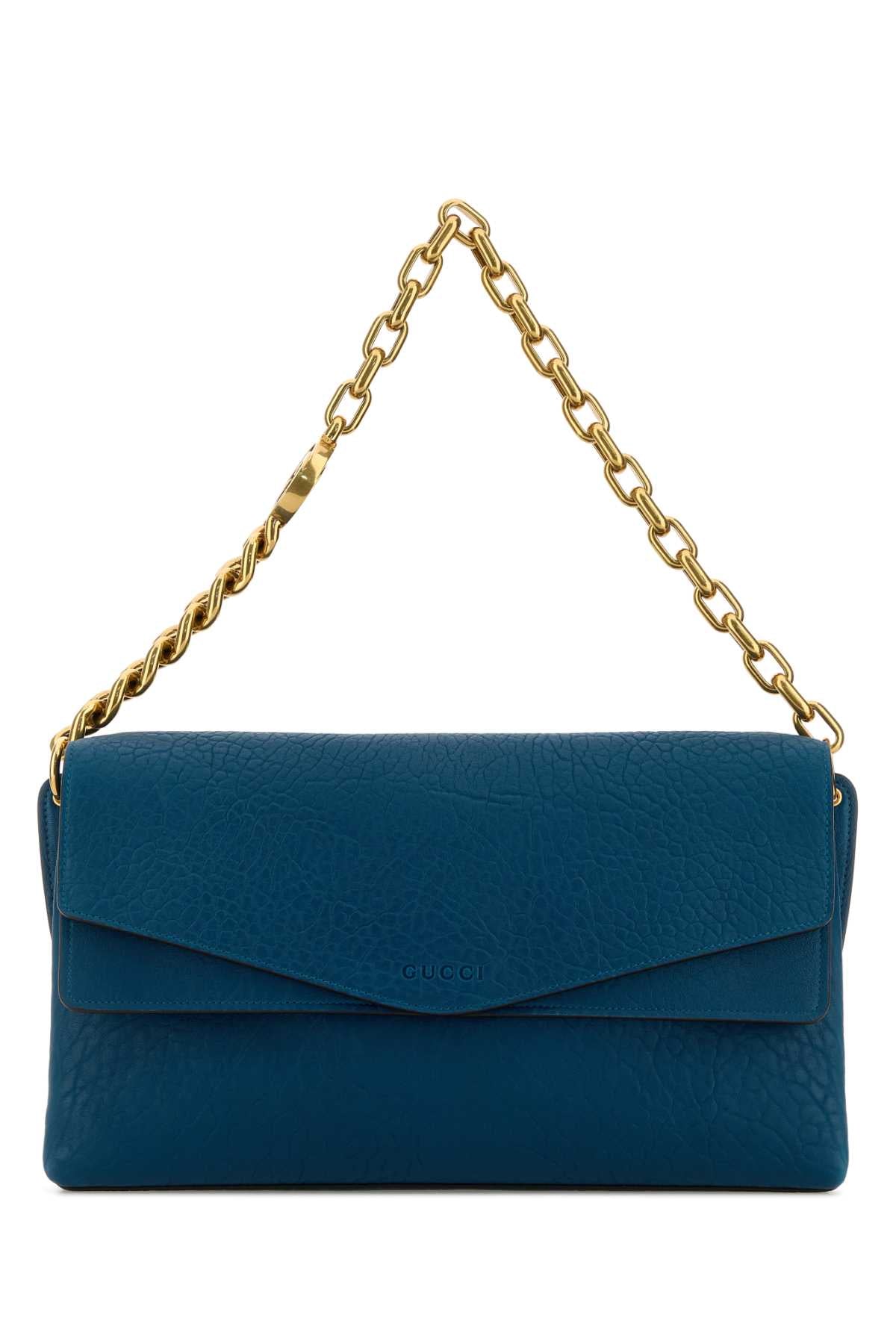 Gucci Women Teal Green Leather Large Shoulder Bag