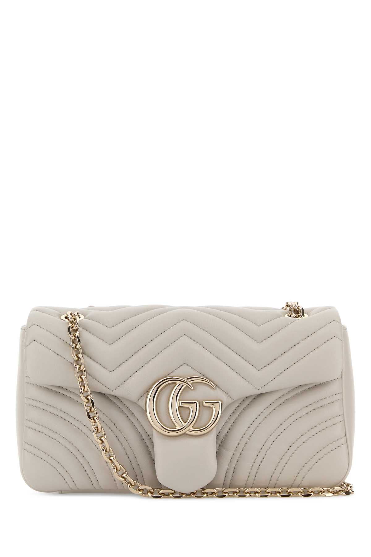 Gucci Women Chalk Nappa Leather Medium Gg Marmont Shoulder Bag