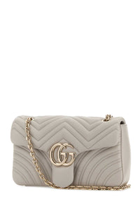 Gucci Women Chalk Nappa Leather Medium Gg Marmont Shoulder Bag