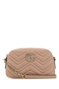 Gucci Women Pink Nappa Leather Gg Marmont Crossbody Bag