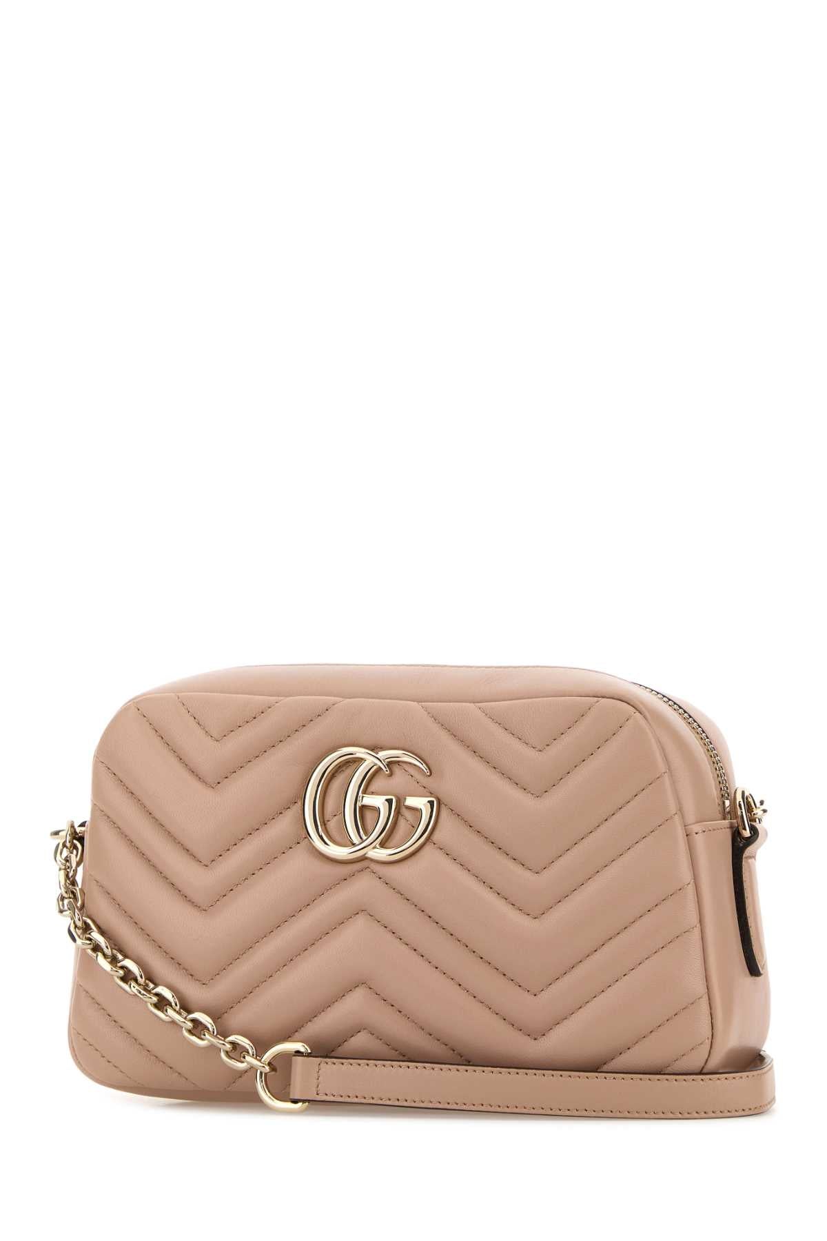 Gucci Women Pink Nappa Leather Gg Marmont Crossbody Bag