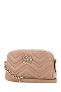 Gucci Women Pink Nappa Leather Gg Marmont Crossbody Bag