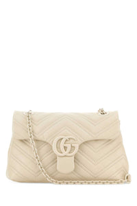Gucci Women Ivory Nappa Leather Small Gg Marmont Shoulder Bag