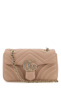 Gucci Women Powder Pink Nappa Leather Small Gg Marmont Shoulder Bag
