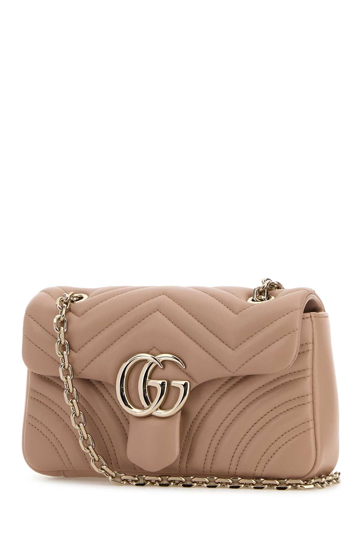 Gucci Women Powder Pink Nappa Leather Small Gg Marmont Shoulder Bag