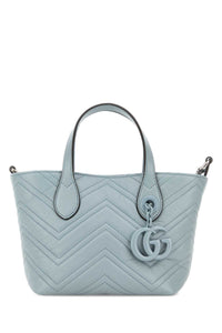 Gucci Women Pastel Light Blue Leather Small Gg Marmont Handbag