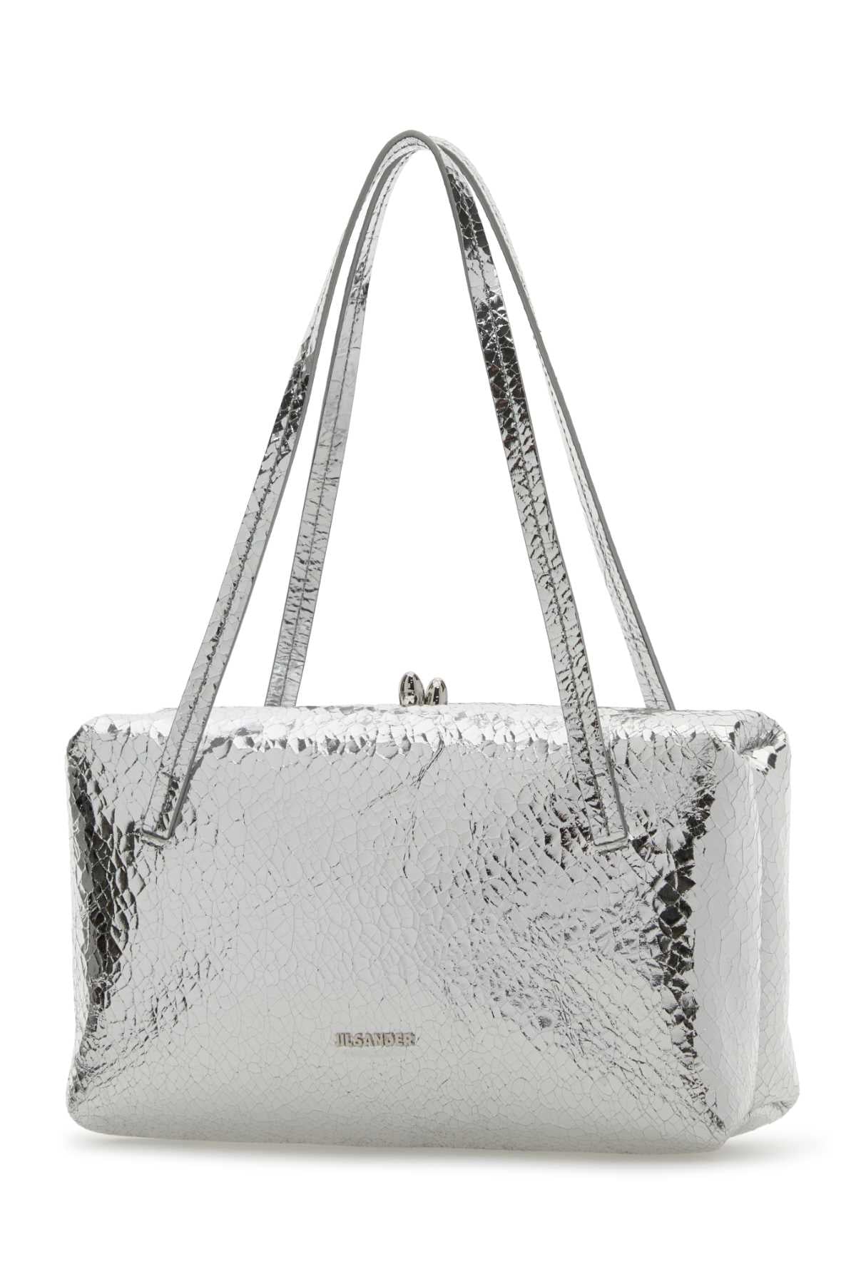 JIL SANDER Jil Sander Women Silver Nappa Leather Goji Pillow Shoulder Bag