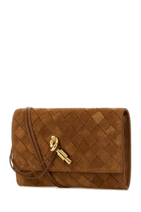 Bottega Veneta Women Camel Suede Andiamo Crossbody Bag