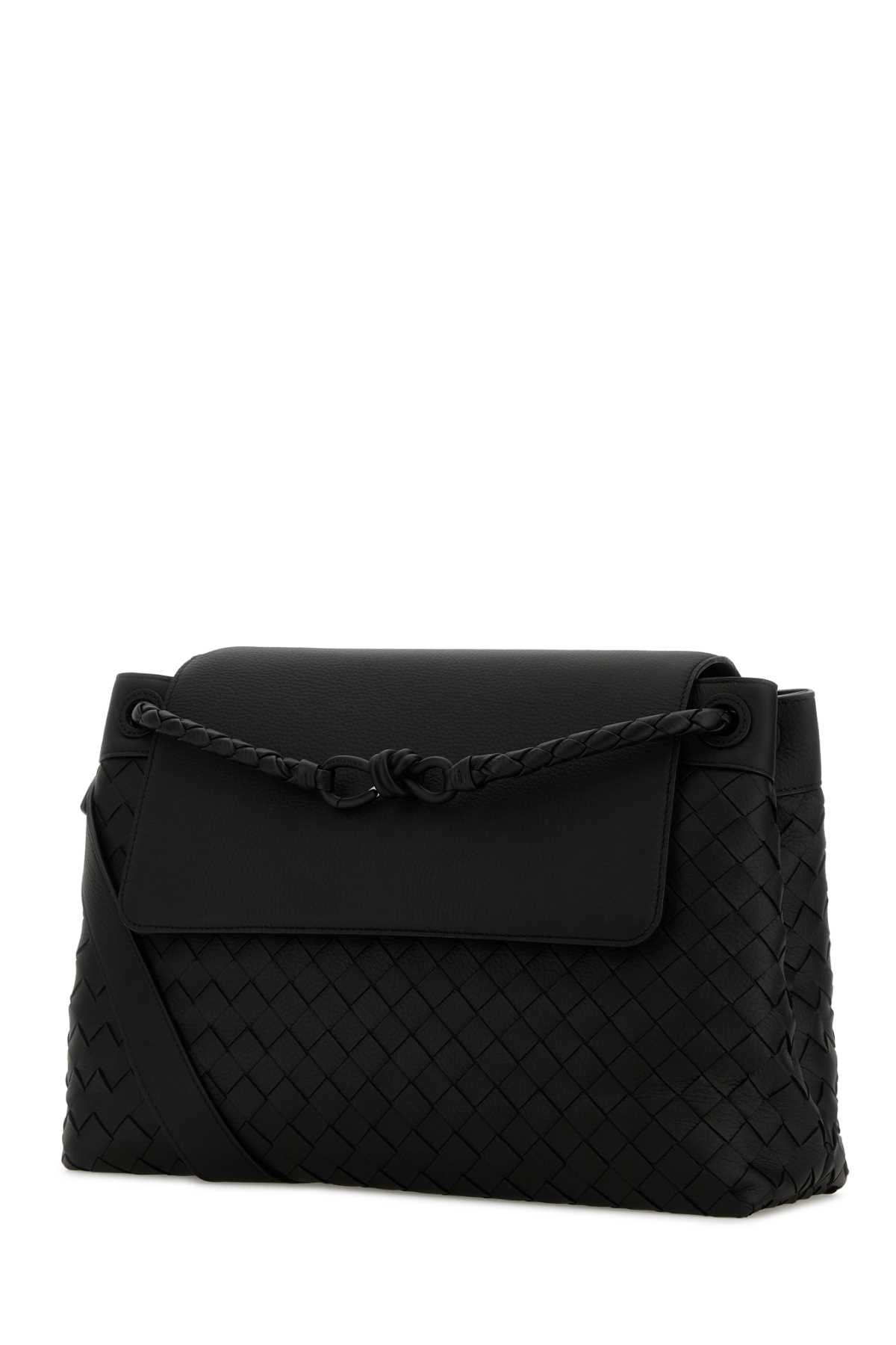Bottega Veneta Men Black Leather Medium Andiamo Crossbody Bag