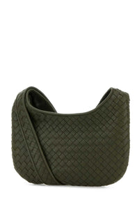 Bottega Veneta Men Army Green Leather Small Veneto Crossbody Bag