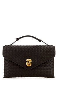 Bottega Veneta Women Dark Brown Leather Knot Lock Handbag