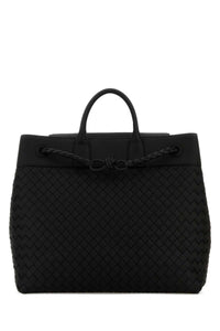 Bottega Veneta Men Black Leather Andiamo Voyager Travel Bag