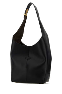 TOD'S Tod's Women Black Leather Tod S Di Bag Folio Bucket Bag