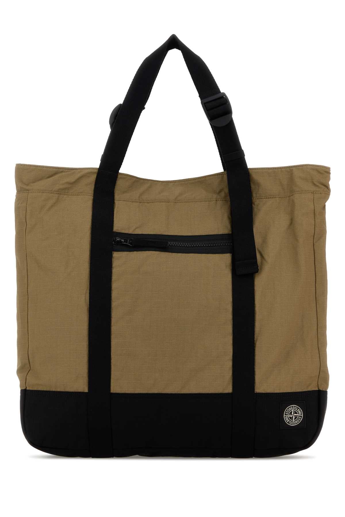 STONE ISLAND Stone Island Men Khaki Canvas Shopping Bag