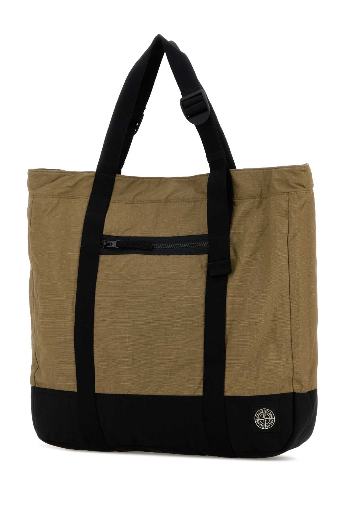 STONE ISLAND Stone Island Men Khaki Canvas Shopping Bag