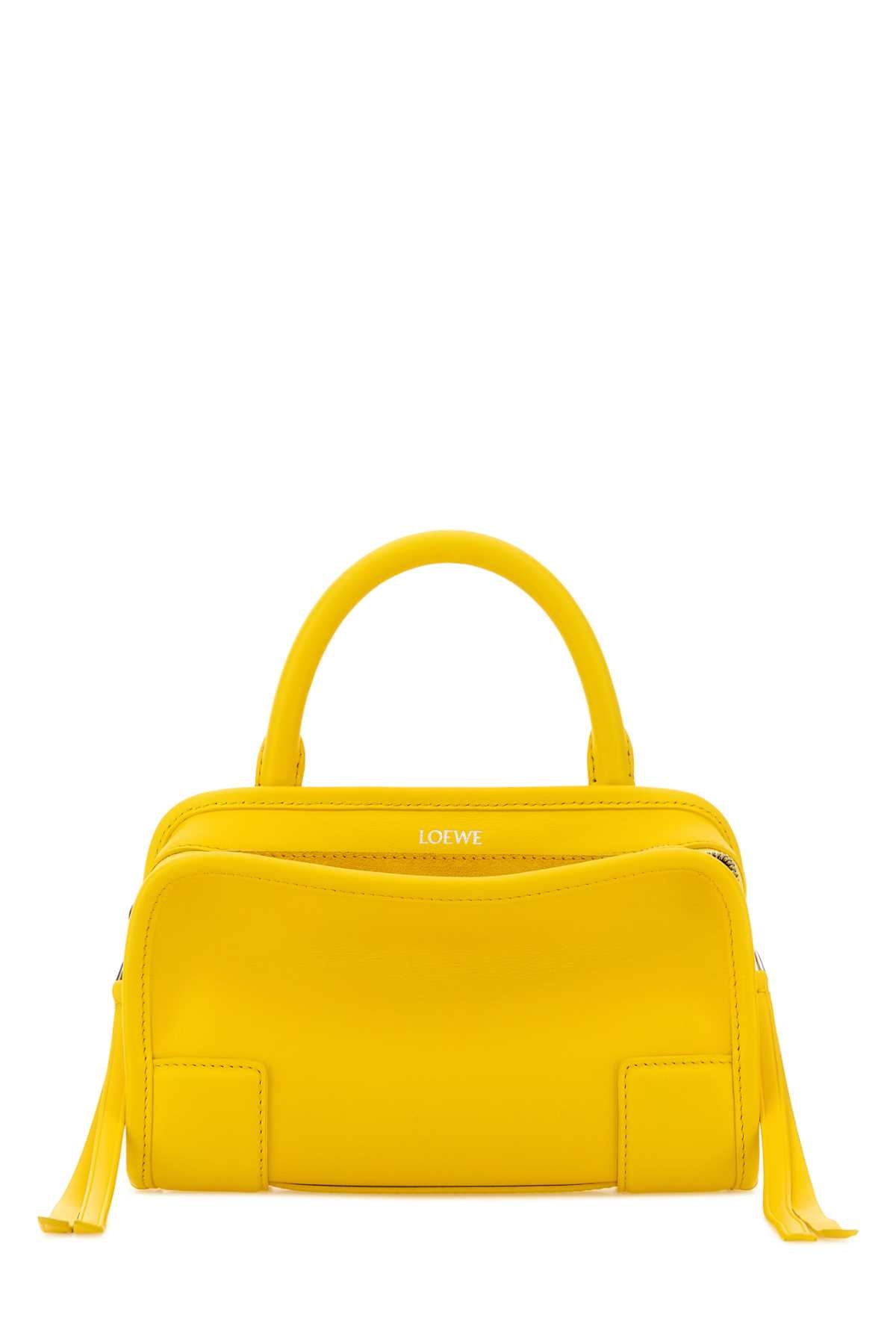 Loewe Women Yellow Leather Mini Amazona Handbag