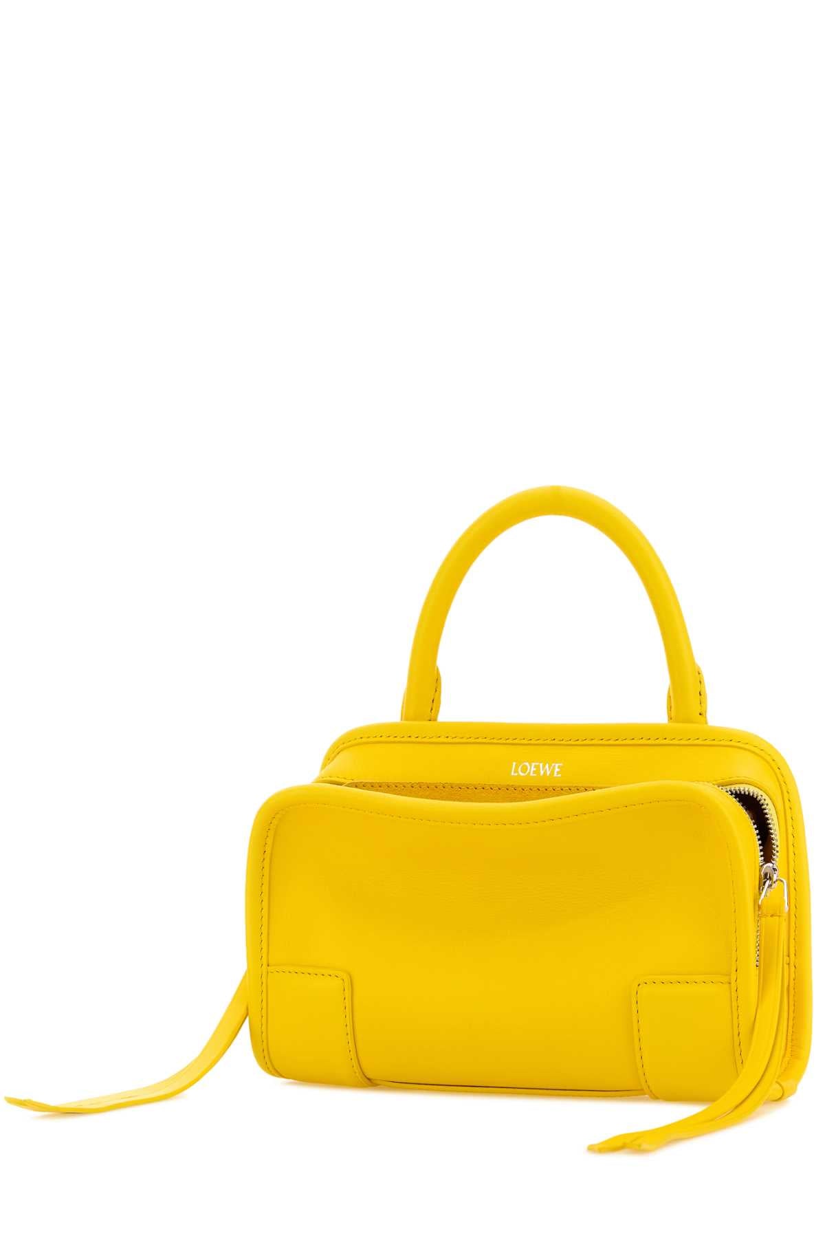 Loewe Women Yellow Leather Mini Amazona Handbag