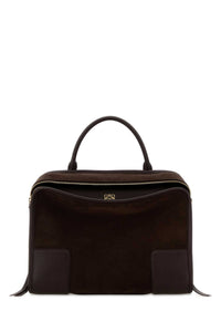 Loewe Women Dark Browns Suede Amazona 180 Shopping Bag
