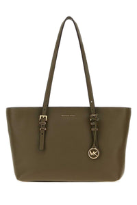 MICHAEL BY MICHAEL KORS Michael By Michael Kors Women Olive Green Leather Medium Quinn Shopping Bag