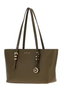 MICHAEL BY MICHAEL KORS Michael By Michael Kors Women Olive Green Leather Medium Quinn Shopping Bag