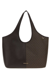 Michael By Michael Kors Women Chocolate Canvas And Leather Large Henly Shopping Bag