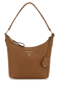 Prada Women Camel Leather Shoulder Bag