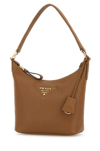 Prada Women Camel Leather Shoulder Bag