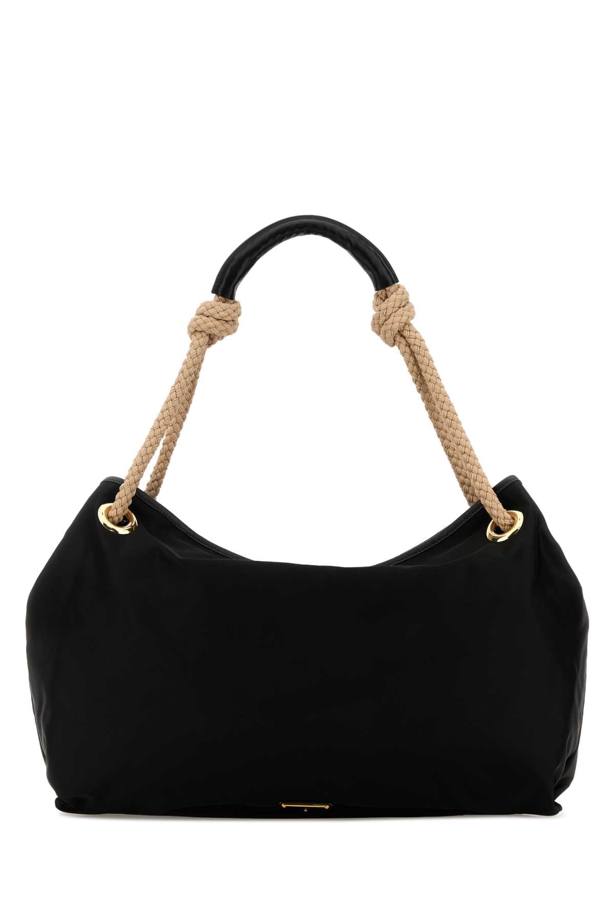 Prada Women Black Fabric Shopping Bag