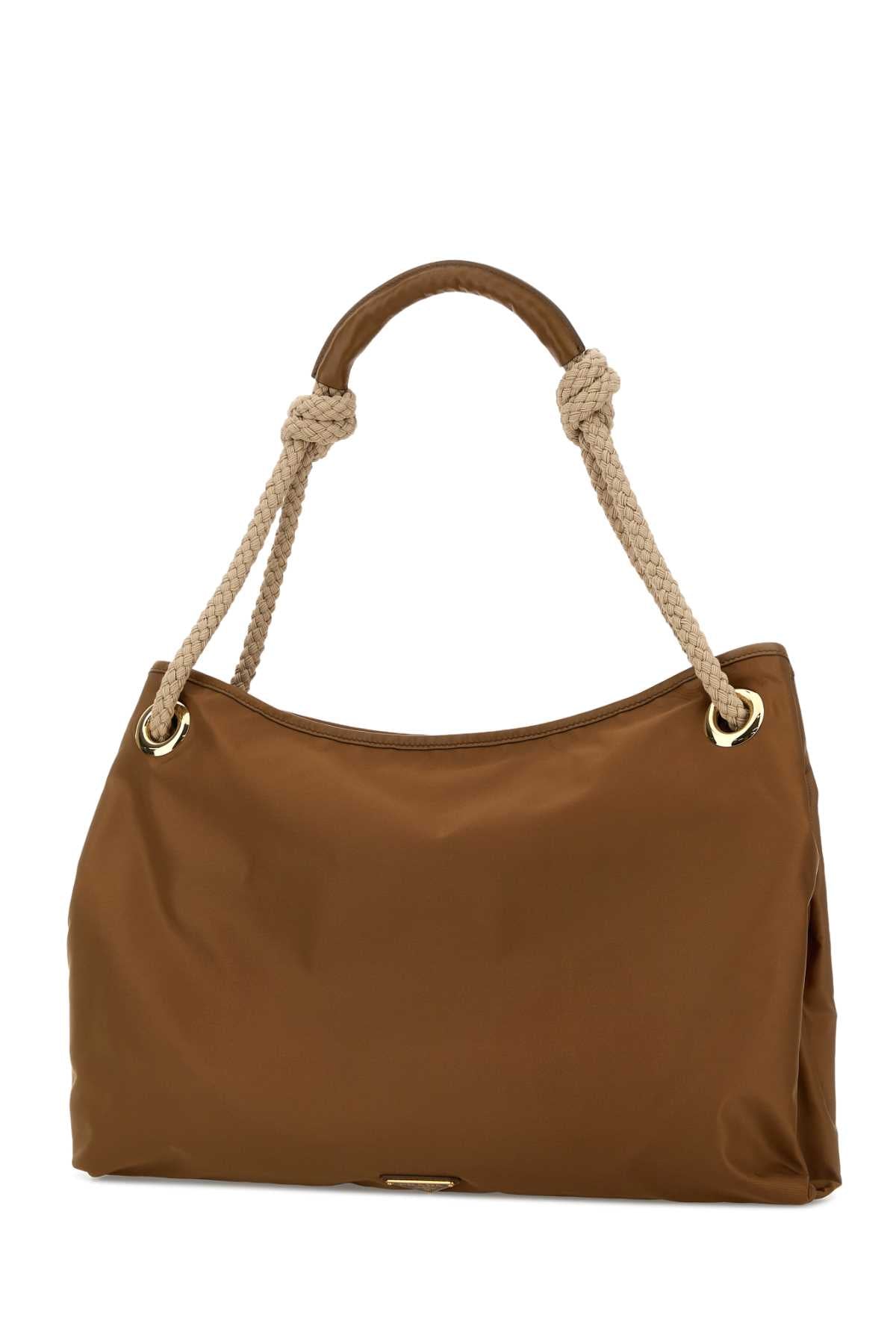 Prada Women Caramel Fabric Shopping Bag