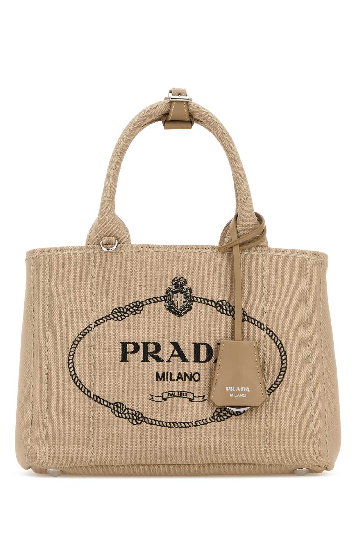 Prada Women Beige Canvas Small Prada Jardiniã¨Re Handbag