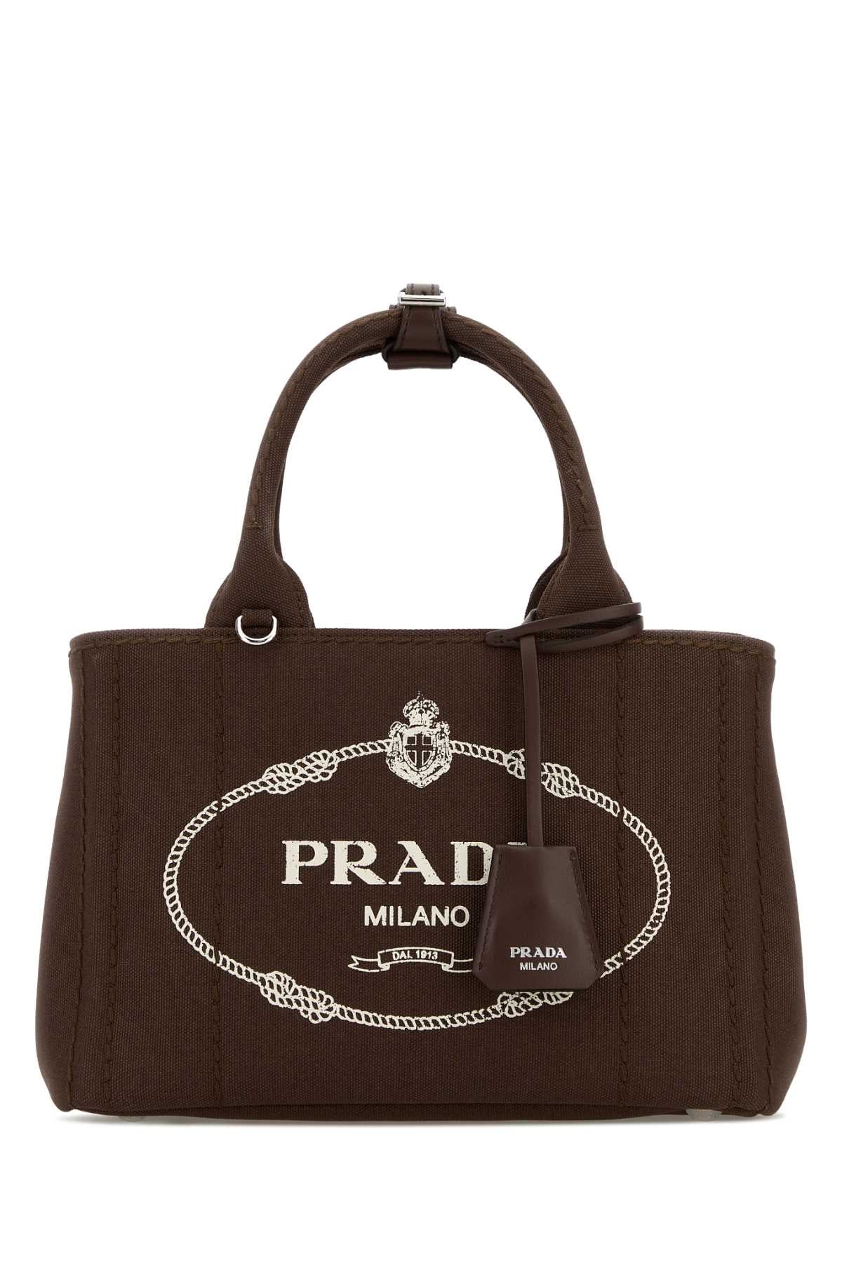 Prada Women Brown Canvas Small Prada Jardiniã¨Re Handbag