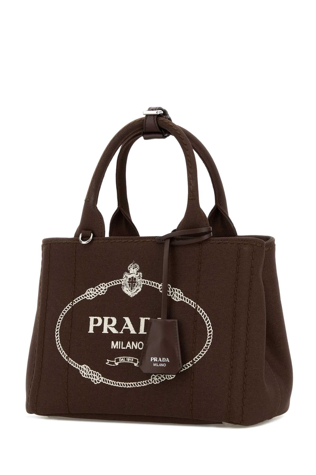 Prada Women Brown Canvas Small Prada Jardiniã¨Re Handbag