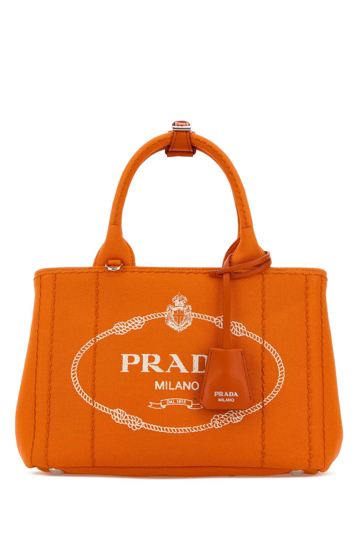Prada Women Orange Canvas Small Prada Jardiniã¨Re Handbag