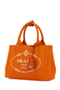 Prada Women Orange Canvas Small Prada Jardiniã¨Re Handbag