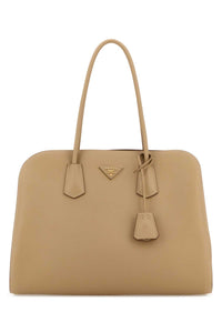 Prada Women Beige Leather Shopping Bag