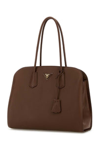 Prada Women Chocolate Leather Shopping Bag
