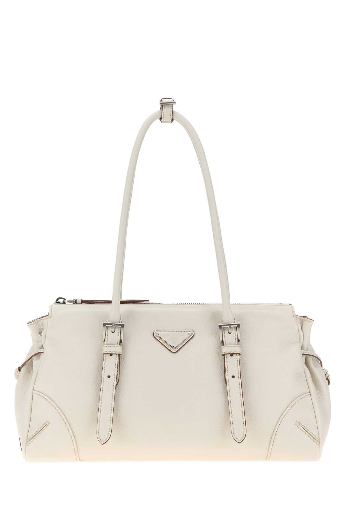 PRADA Prada Women Chalk Leather Medium Prada Bonnie Shoulder Bag