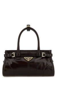 Prada Women Dark Brown Leather Mini Prada Bonnie Handbag