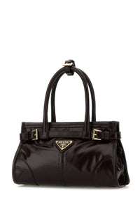 Prada Women Dark Brown Leather Mini Prada Bonnie Handbag