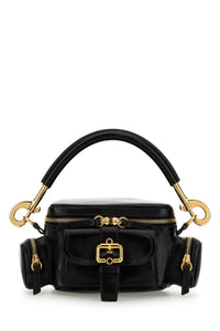 Chloe Women Black Leather Small Camera Bag Handbag