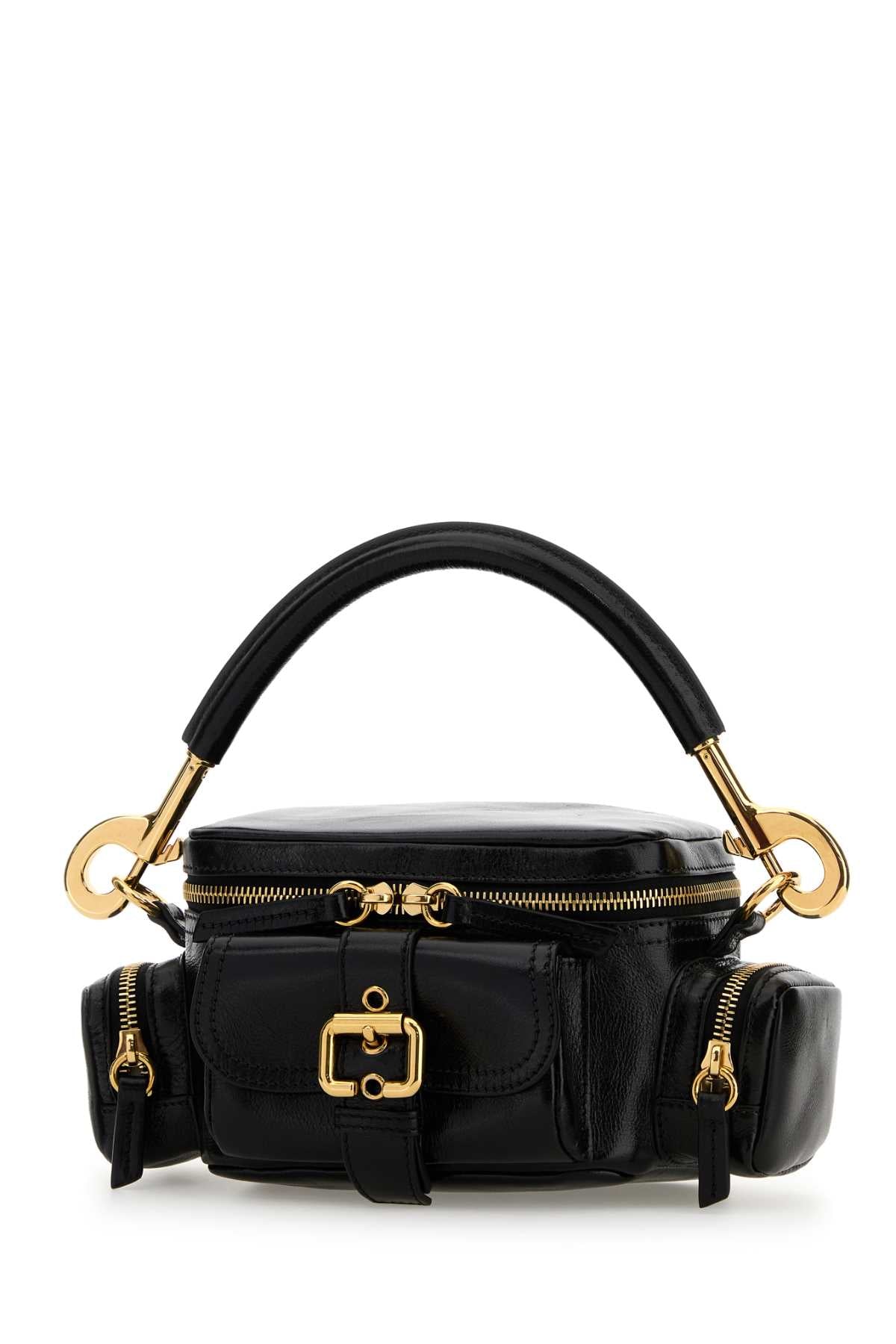 Chloe Women Black Leather Small Camera Bag Handbag