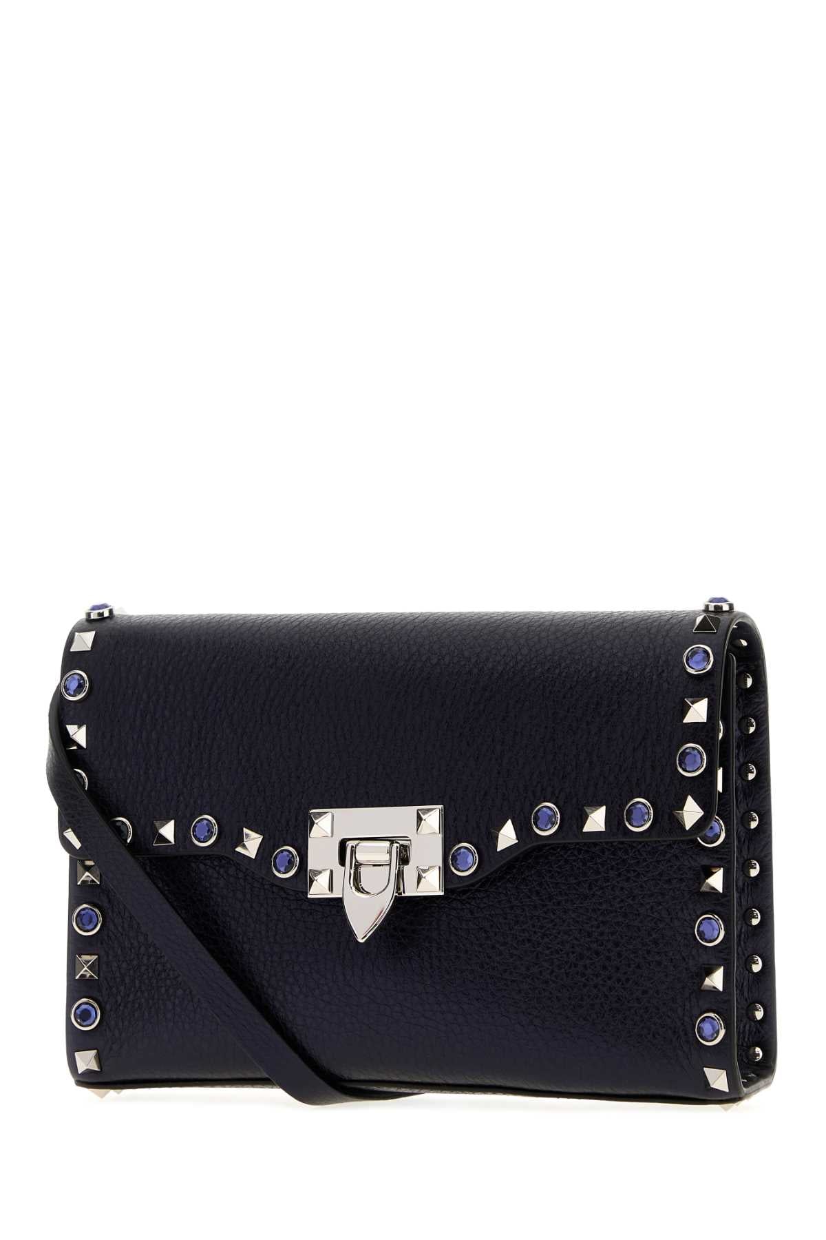 VALENTINO GARAVANI Valentino Garavani Women Navy Blue Leather Rockstud Crossbody Bag