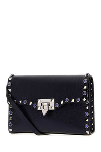 VALENTINO GARAVANI Valentino Garavani Women Navy Blue Leather Rockstud Crossbody Bag