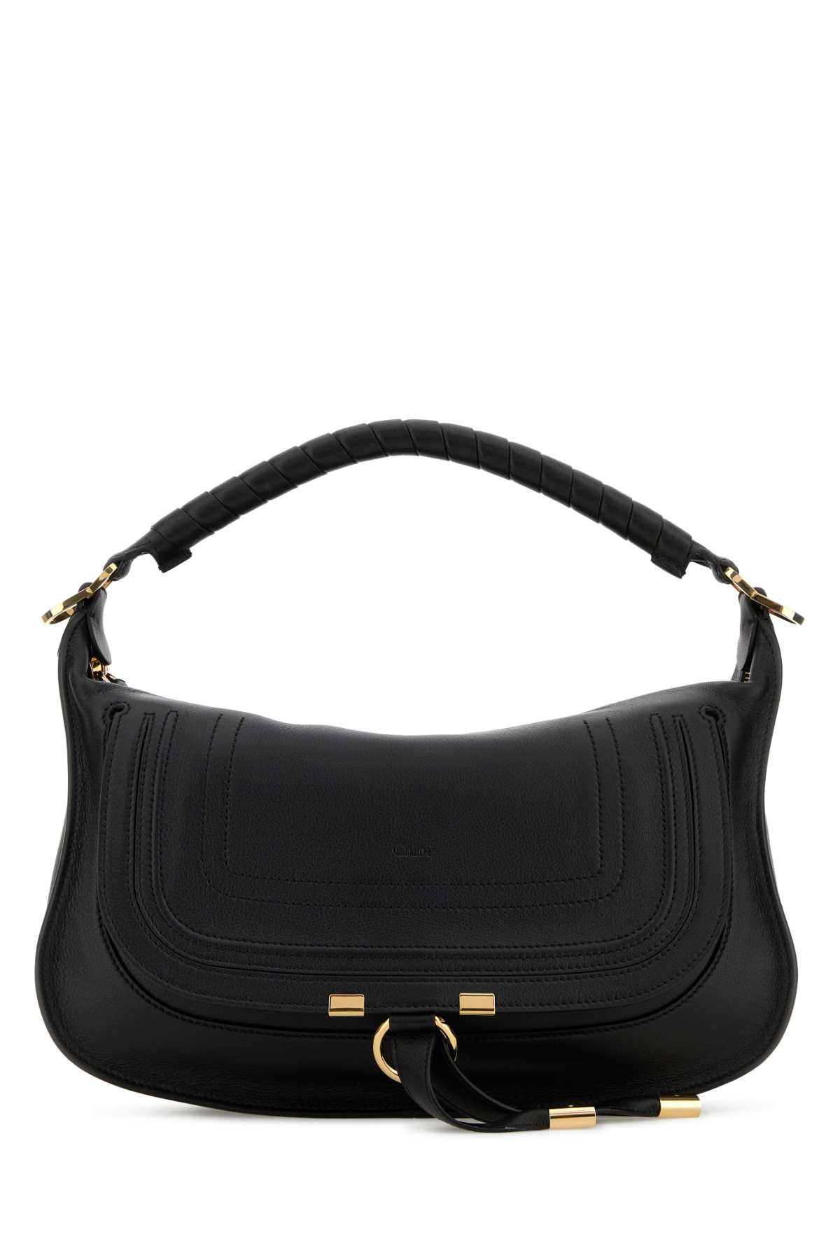 Chloe Women Black Leather Small Marcie Shoulder Bag
