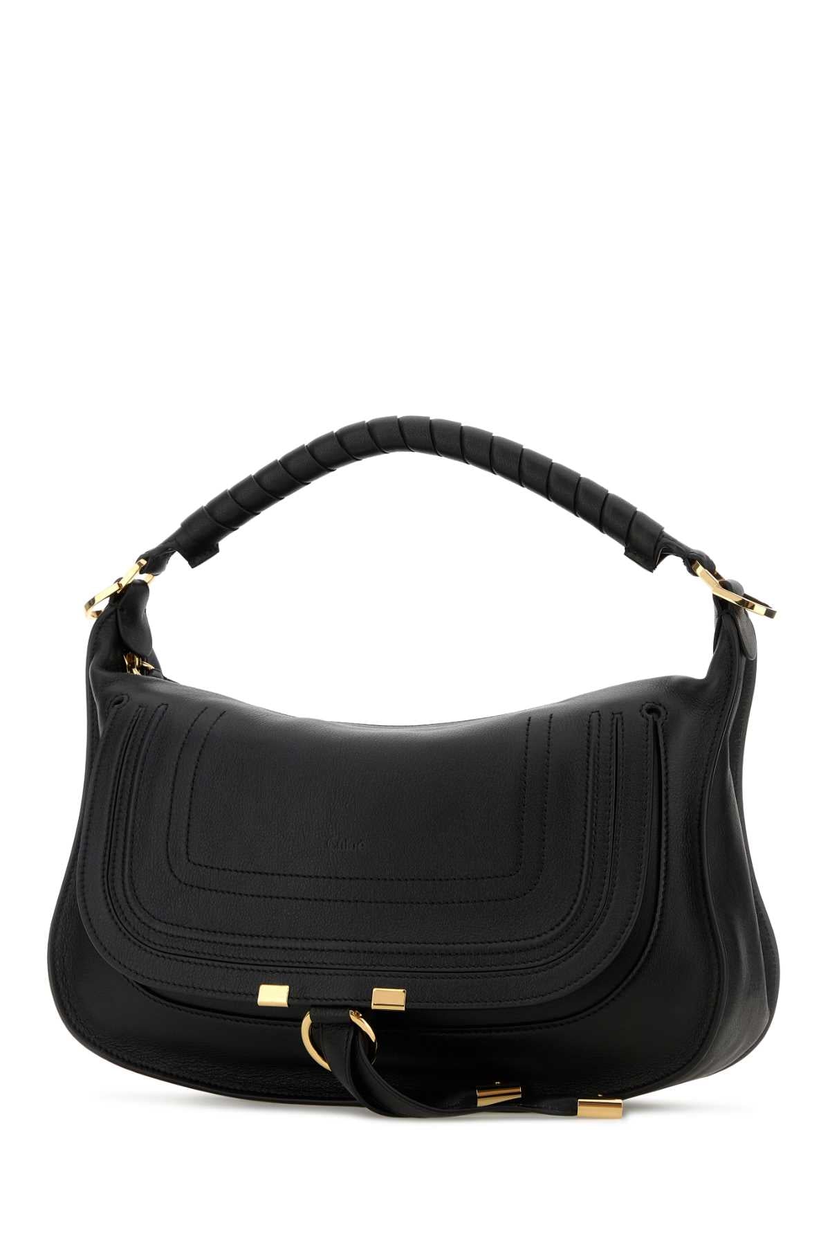 Chloe Women Black Leather Small Marcie Shoulder Bag