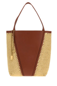 Chloe Women Two-Tone Raffia And Leather Chloe Spin Shopping Bag